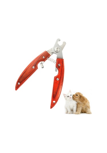 Geeksen Ahşap Saplı Ergonomik Evcil Hayvan Tırnak Kesici - Paslanmaz Çelik Bıçaklı, Kaymaz Tasarım, Güvenli Ve Kolay Kullanım