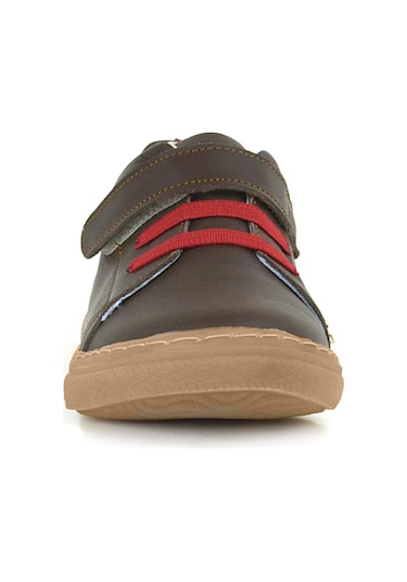 Anatomik Hakiki Deri Kahverengi Yumuşak Lastikli Cırtlı Çocuk Ayakkabı