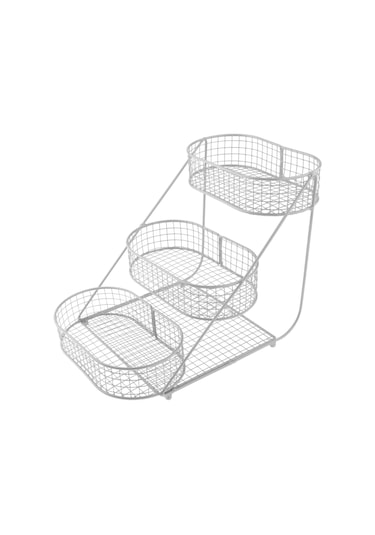 Homyl 3 Katlı Meyve Sepeti Tezgahı Büyük Kapasiteli Konteyner Beyaz