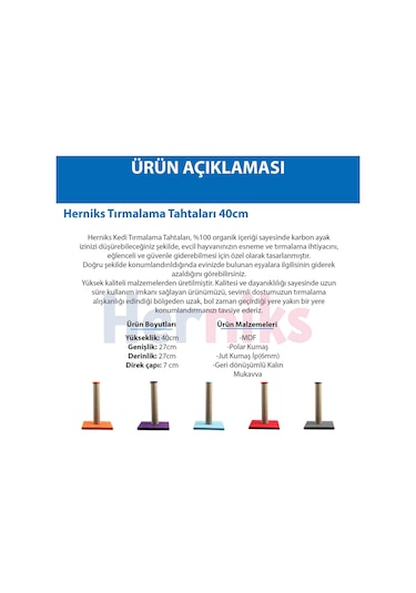 Herniks Çubuk Kedi Tırmalama Tahtası 50 CM