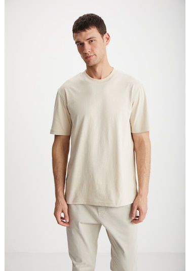 Cultıvated Erkek 3'lü Kalın Dokulu Regular %100 Organik Pamuk Laci/bej/byz T-shirt