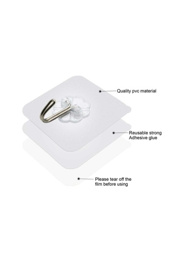 Berev Askı Askılık 5 Adet Güçlü Şeffaf Duvar Askısı Askılığı Yapışkan Vantuz Kanca Mutfak Banyo Aksesuar Şeffaf