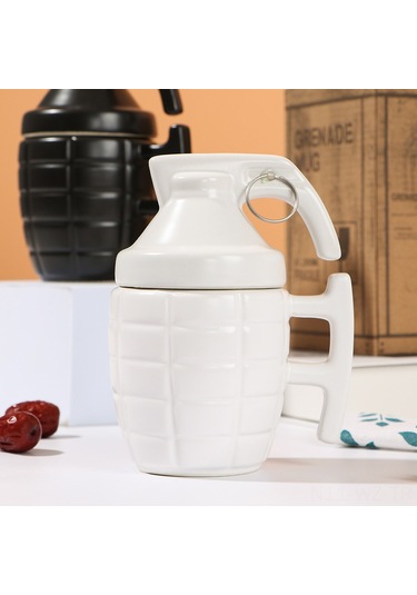 Wezone Kreatif El Bombası Desenli Seramik Kupa, Kapaklı 301-400ml Kahve/çay Bardağı, Özel Hediyelik怪诞 Mug Diğer