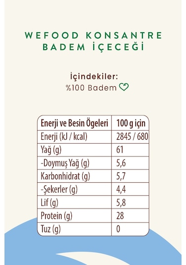 Wefood Konsantre Badem İçeceği (%100 Badem) 240 G
