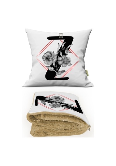 Z HARFİ Baskılı Kişiye Özel Opsiyonel Battaniyeli Yastık Kırlent 2 in 1