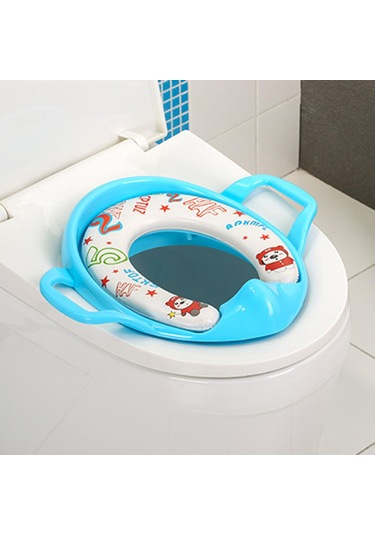 Mavi Projektör Çocuk Boy Kız Klozet Koltuğu, Minder Saplı Arkalıklı Koltuk