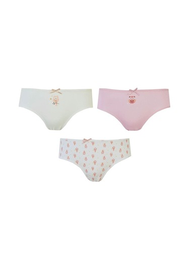 3Lü Kız Çocuk Külot Pamuklu Baskılı Esnek Rahat Slip