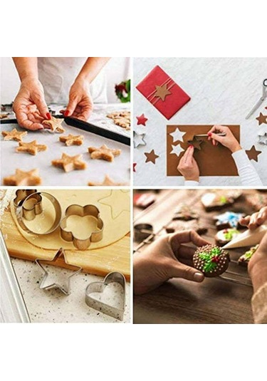 Kangvka 24'lü Paslanmaz Çelik Pasta Kurabiye Kalıbı Seti - Dıy Fırın Aletleri, Çeşitli Boyutlar, Tekrarlı Kullanım, Dayanıklı Gümüş