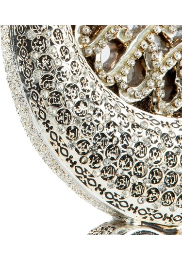 Hilal Lafız Esma'ül Hüsna Ve Besmele Detaylı Biblo Ev Dekorasyon Aksesuarı Gümüş