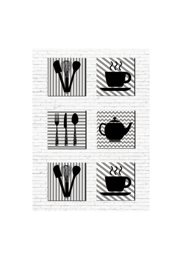 Dijital Baskılı Dekoratif Kaymaz Taban Yıkanabilir Mutfak Eşyası Desenli Halı Mutfak Halısı Yolluk Salon Halısı Gri