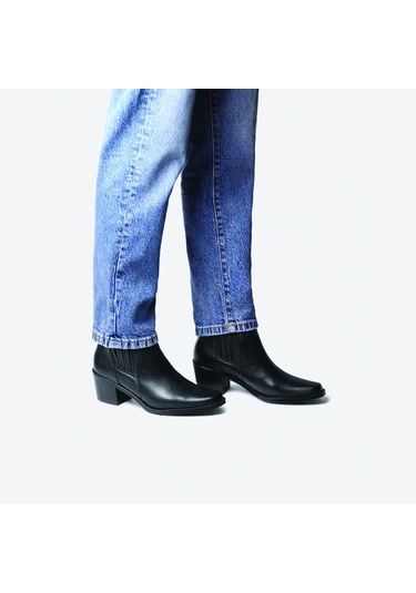 Negre Bot Kadın Utıel Toni Pons Leather Cowboy Ankle Boots Wıth Heel Siyah