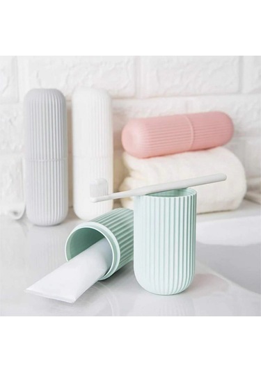 Seyahat Tipi Plastik Diş Fırçası Gözlük Kalem Fırça Erzak Saklama Kabı Düzenleme Kalemlik 4741 2 Adet Sarı