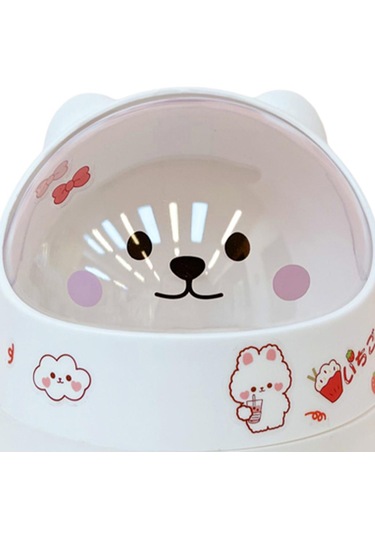 Suntek Mini Çöp Kutusu Ev Kalemlik Sepeti Minik Konteyner Beyaz Ayı Beyaz