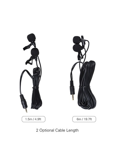 Reedark Çift Başlı Lavalier Yaka Klipsli Çok Yönlü Kondansatör Mikrofon Mikrofon Kablosu Uzunluğu 4.9ft Akıllı Telefon Dslr Kamera İçin
