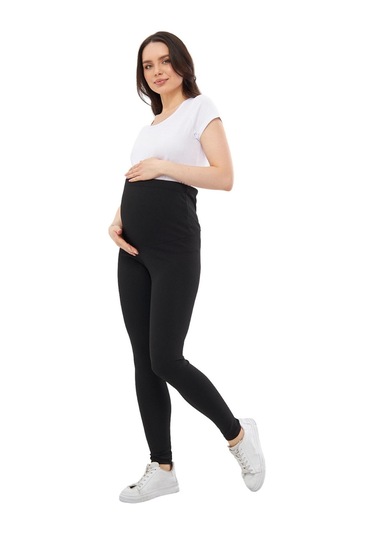 Luvmabelly Myra8140 Toparlayıcı Fitilli Mevsimlik Beli Ayarlanabilir Hamile Tayt-siyah