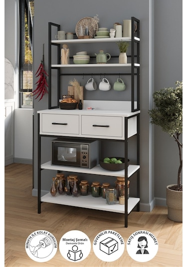 Bofigo Mutfak Standı 2 Çekmeceli 5 Raflı Kahve Köşesi Mutfak Rafı Mutfak Bangosu Vietnam Beyaz Bofigo Mutfak Standı 2 Çekmeceli 5 Raflı Kahve Köşesi Mutfak Rafı Mutfak Bangosu Vietnam Beyaz