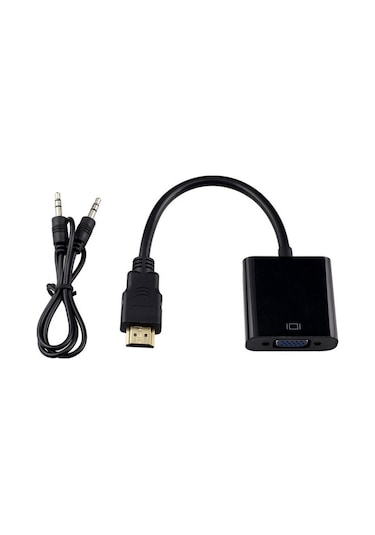 Hdmi To Vga Çevirici Dönüştürücü Adaptör + Ses Destekli
