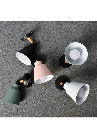 Geeksen Nordik Tarzı Ahşap Duvar Lambası - Yatak Odası Ve Çocuk Odası İçin Şık Aydınlatma Siyah