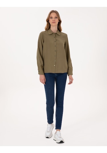 Pierre Cardin Kadın Haki Gömlek Desenli 50318219-vr027 Haki