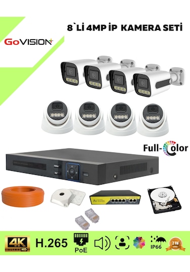 Go Vision 8'li 5mp 4k Ultra İp Kamera Seti