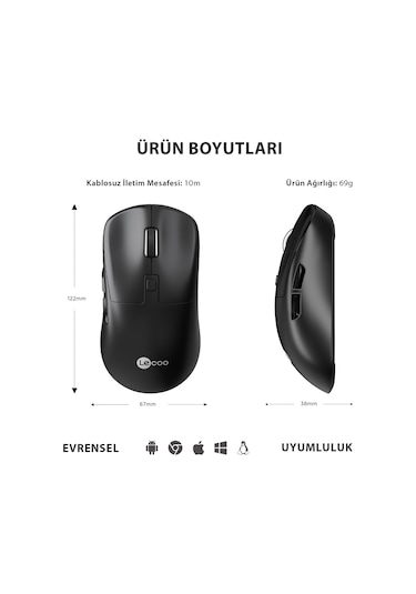 Lecoo WS216 Kablosuz 1600 Dpı 7 Tuşlu Optik Mouse