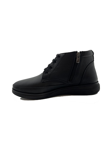 Koçel 901 Siyah Hakiki Deri Fermuarlı Erkek Bot Siyah