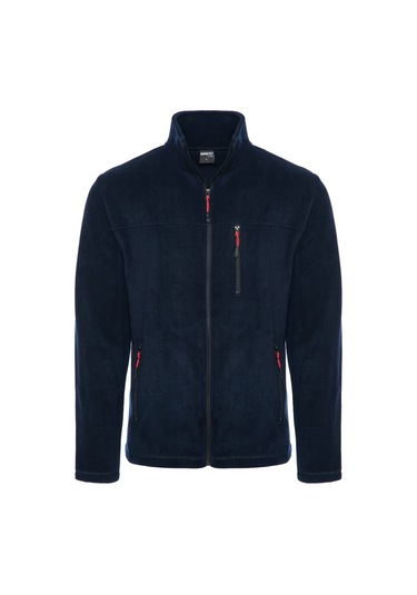 Çağdaş İş Lacivert Renk Tam Fermuarlı 3 Cepli Erkek Polar Lacivert