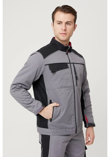 Allium Gabardin Mont Soğuk Havalarda Yüksek Koruma Gri-siyah