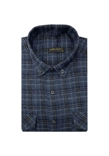 Atilla Özer Kışlık Kaşmir Erkek Gömlek - 7463 Lacivert