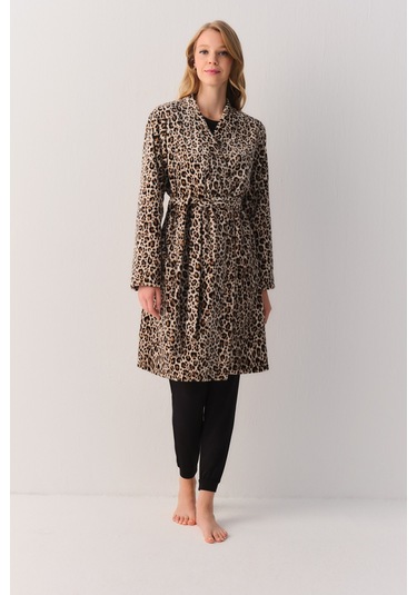 Suwen Leo Robe Sabahlık Sh264036151293 Leopar Desenli