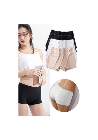 Royaleks Kadın Dikişsiz Görünmez İz Yapmaz Mini Şort Boxer Siyah-Beyaz-Ten 6 Adet Çok Renkli