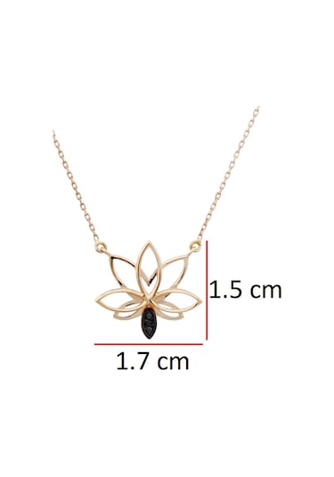 Siyah Pırlanta Lotus Çiçeği Kolye Rose Gold
