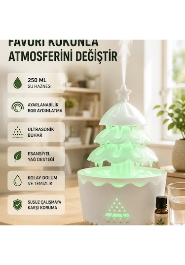 Rgb Aydınlatmalı Şans Ağacı Aromaterapi Difüzörü 250 Ml Hava Nemlendirici