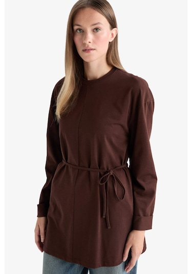 Defacto Loose Fit Bisiklet Yaka Uzun Kollu Tunik F4850ax25aubn341 Kahve