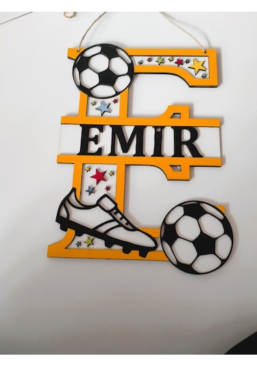 Kişiye Özel Çocuk Odası Kapı Süsü Turuncu - Beyaz