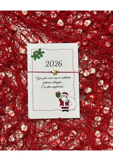 Yılbaşı Yeni Yıl Dilek Bilekliği 2026 Özel Tasarım Kartlı Hediyelik 10 Adet