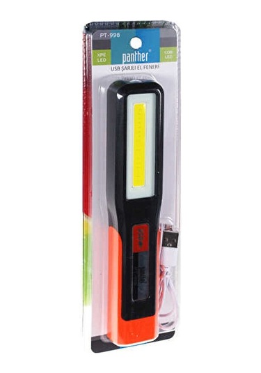 Pt-998 Xpe Led Usb Şarjlı El Feneri Kırmızı - Siyah