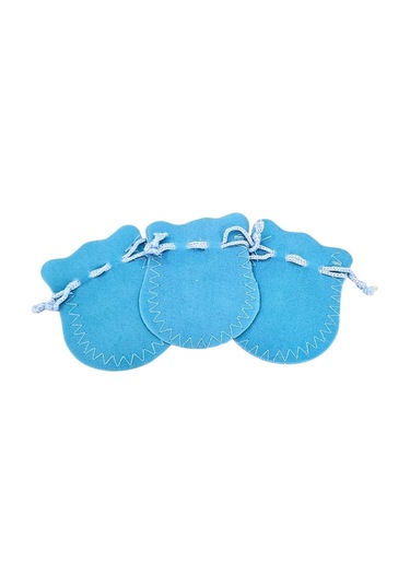 Kadife Kese Açık Mavi 100 Adet 6x8 Boy Takı, Altın Kesesi İpli & Büzgülü