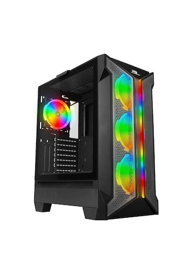 Powerboost VK-Z002B 4 ARGB Ring Fanlı Mid-Tower Oyuncu Bilgisayar Kasası