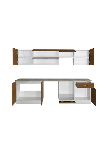 Decoraktiv Elite 280y Ank Mdf Hazır Mutfak Dolabı - Tezgah Dahil - Naturel Ceviz