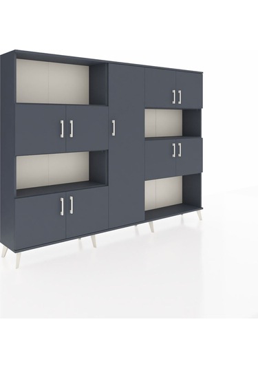 Arges Dolap 10 Raflı 9 Kapaklı 220x30x163 Antrasit-antrasit Antrasit-antrasit