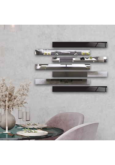 Decorita Dekor Camı Düz Renk Siyah Cam ve Ayna 7'li Takım Siyah