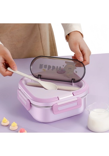 Paslanmaz Çelik Çocuk Yemek Kutusu Öğrenciler Sandviç Meyve Gıda Yeşil