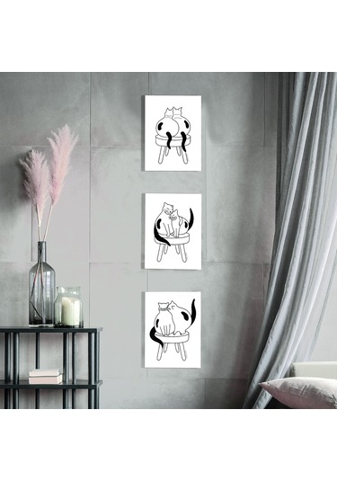3’lü Poster Yan Yana Serisi - Kediler  21×30 cm