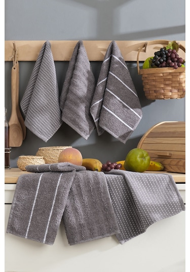 Elart Sophia Mutfak Havlusu 6 Adet 45x30 Cm Antrasit Antrasit