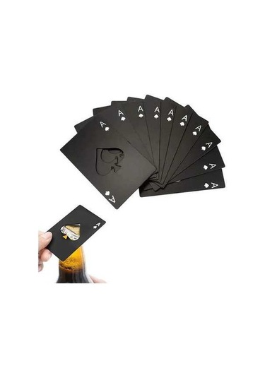 Fortunelane 20 Adet Siyah Çelik Poker Şekilli Şişe Açıcı - Kaliteli, Taşınabilir Set, Parti İçin Uygun Siyah