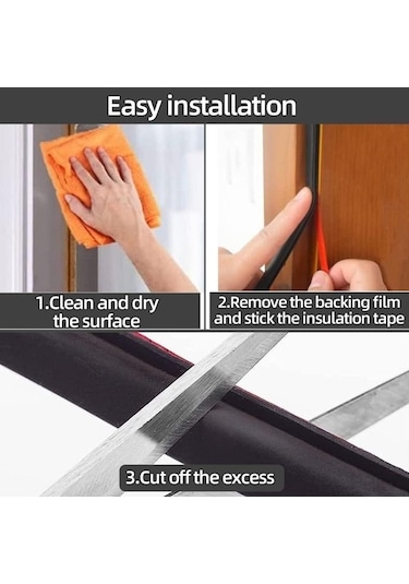 Novahub Anlamı Koruyan D Şekli Kapı Contası, Siyah, 6m, Ses Yalıtım, Hava Sıyırma Şeridi 6 M