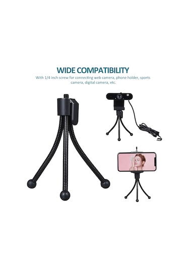 Dofolink Mobil Ve Kameralar İçin Metal Halka Ayaklı Tripod - Esnek Boru Tasarımı - 1/4 İnç Evrensel Vida Deligi