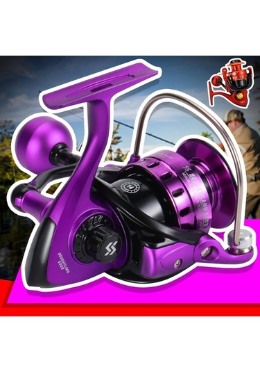 Pazly Mor 1000-5000 İplik Balıkçılık Makarası, 5.2:1 Dişli, 210g-251g, Su Ve Tatlı Su Balıkçılığı, 56935764 Kırmızı Mor Model, 5.2:1 Oranlı Balıkçılık Makarası