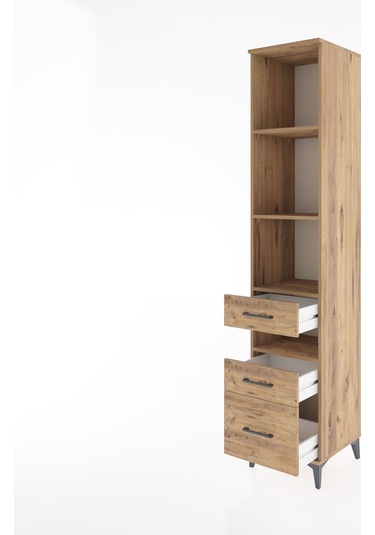 Hyperion Dolap 4 Raflı 3 Çekmeceli 44x44x221 Çam-çam Çam